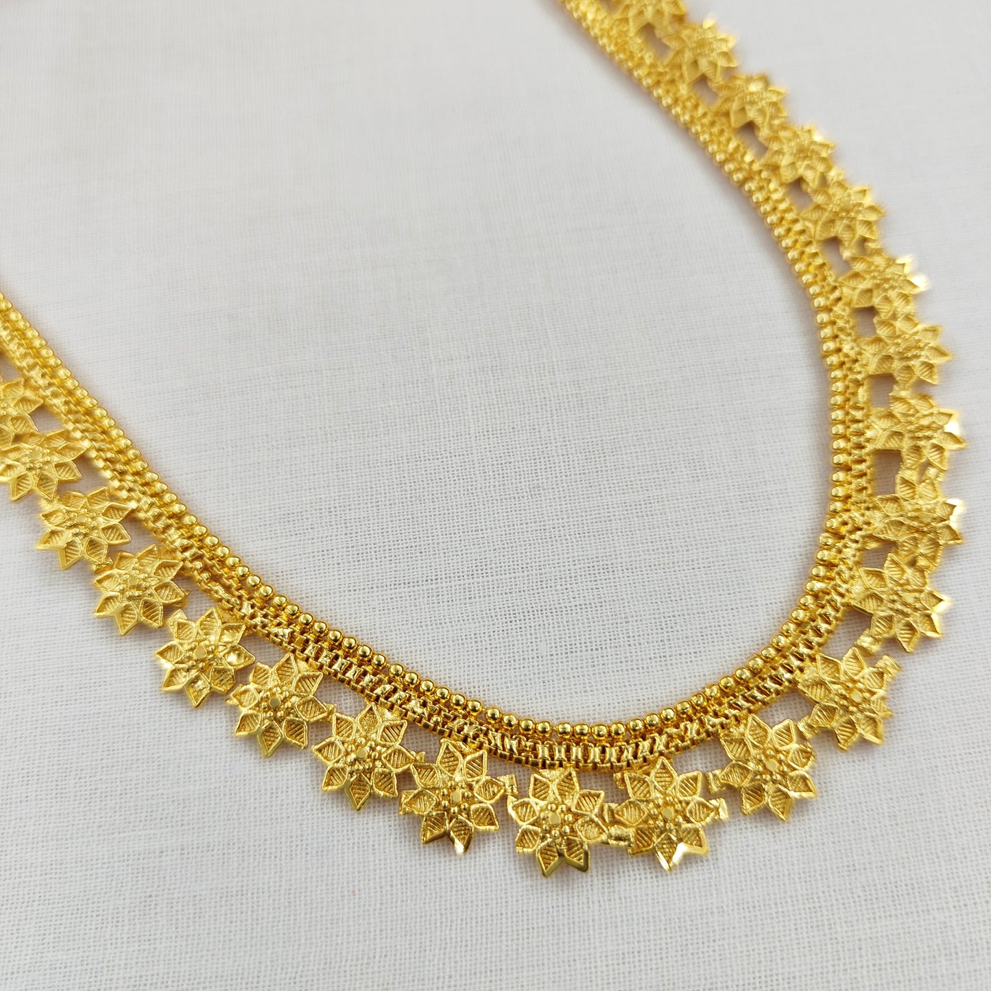 Gold Plated Small Flower Motive Long Bridal Sitahar