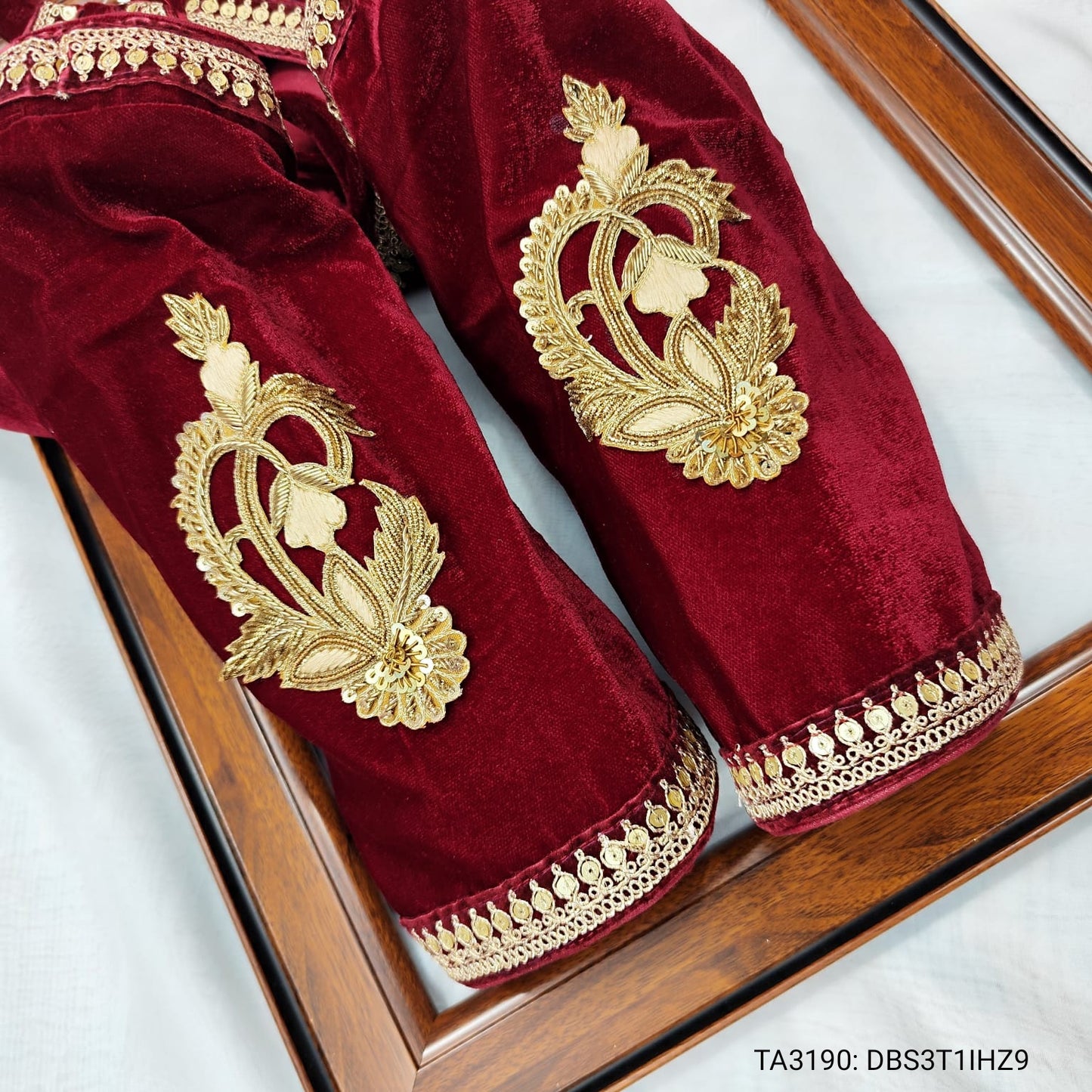 Sabyasachi Inspired Maroon Velvet Blouse heavy Hand Boota