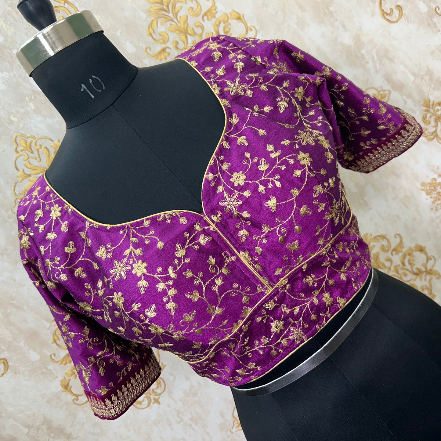 Purple Dupiyan Silk Jaal embroidery Designer Blouse