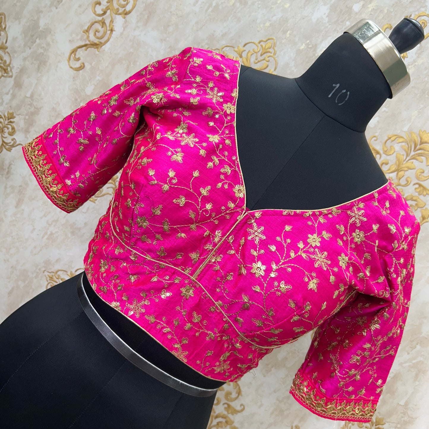 Magenta Dupiyan Silk Jaal Embroidery Designer Blouse