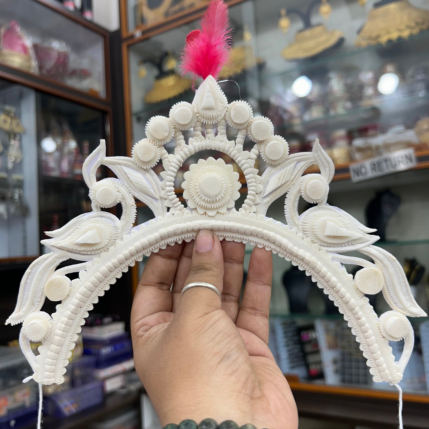 Women's Bengali Wedding Shola Bridal Crown/ Tahia Mukut - Shailaputri