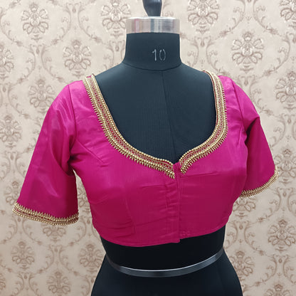 Gorgeous Katan Silk Hand Aari Work Designer Handmade Blouse