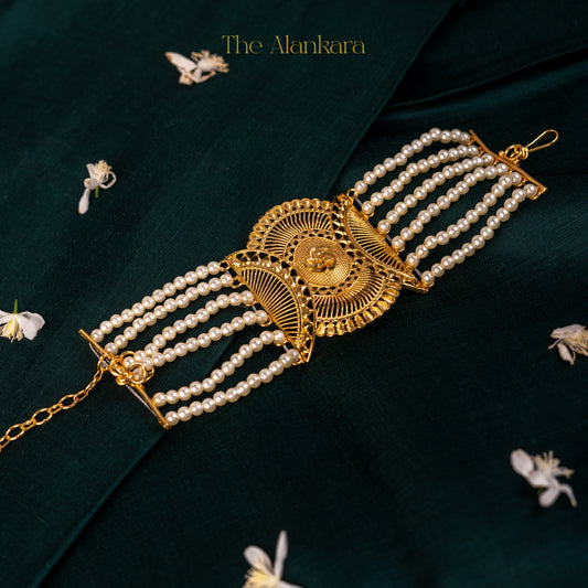 Alankara Traditional Goldplated Pearl Mantasha (Wristband)