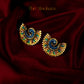 Gold Plated Meenakari Peacock Design Stud Earrings or Moyur Kanpasha