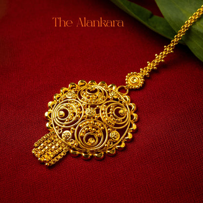 Gold Plated Surjomukhi Design Bridal Tikli - Main Image