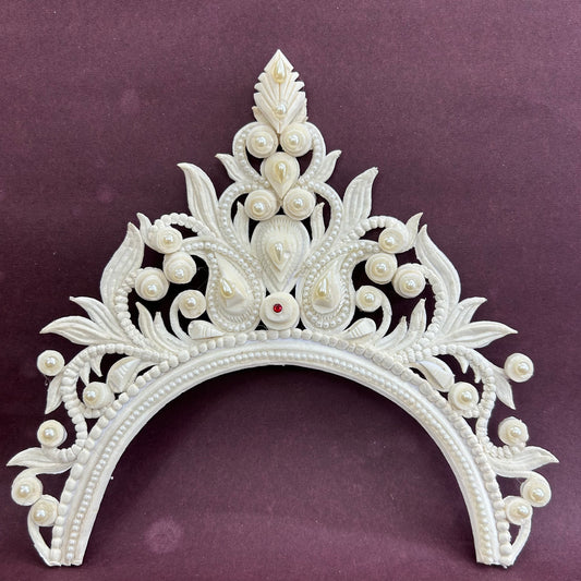 Women's Bengali Wedding Shola Bridal Crown/ Tahia Mukut - Maheshwari